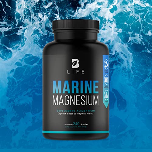 Magnesio Marino de 240 Cápsulas. Ingredientes naturales. Alta biodisponibilidad y absorición. Marine Magnesium B Life.