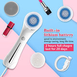 Cepillo de limpieza facial con masaje facial de doble espalda, cepillo facial giratorio eléctrico con 5 cabezales diferentes para limpieza profunda, exfoliación suave, eliminación de puntos negros y masaje