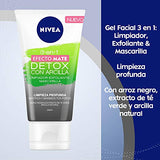 Nivea Gel Facial 3 En 1 Limpiador Profundo, Exfoliante y Mascarilla Efecto Mate para Piel Mixta a Grasa, 150 ml