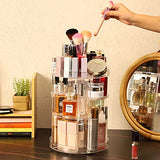 ▶  Organizador de maquillaje acrílico giratorio de 360 grados para baño, 4 niveles ajustables giratorios, cajas de almacenamiento de cosméticos y soporte de maquillaje, transparente