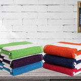 Toalla de playa 100% algodón Toalla de baño, paquete de 6, toalla de playa Cabana Stripe, toallas de piscina grandes (30" x 60"), toallas de baño altamente absorbentes, ligeras, suaves y de secado rápido, para fiestas, invitados