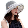 Sombreros de malla para mujer, para verano, playa, protección UV, UPF plegable, correa de barbilla de ala ancha, Gris, M