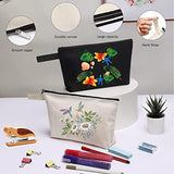 Sinzip 10 bolsas de maquillaje de lona de algodón con parte inferior y correa, bolsa de cosméticos multiusos con cremallera bolsa de aseo de viaje, bolsa de lápices en blanco, Negro, L, Bolsas de lona