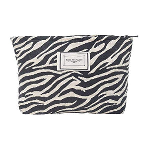 Bolsa de maquillaje con estampado de leopardo para mujer, bolsa de maquillaje de lona de gran capacidad, bolsa de aseo de viaje, organizador de accesorios, rayas