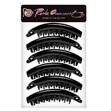 6 unidades, plástico de alta calidad, estilo banano, clásico, para hacer coletas de caballo, accesorio de belleza, clip de cierre, tamaño mediano, color negro