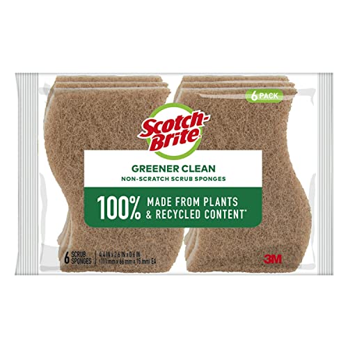 Scotch-Brite Greener Clean - Esponjas exfoliantes antiarañazos, 6 esponjas de limpieza