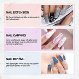 Kit de Uñas Acrílicas -3PC Polvo de Cristal+ 12PC Acrílicos Polvo Color Claro +12PC Acrílicos Polvo Brillo,Postizas Uñas de Diamantes de Imitación de Salón de Uñas Herramientas de Manicura para Principiantes