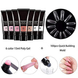 Tuimiyisou Gel de Constructor para uñas Kit de Gel de extensión con lámpara UV Lámpara de uñas Clip 7 Colores Gel Kit de extensión de uñas Nail Art Supplies Set