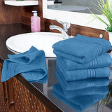 ▶ Toallas Juego de 4  (12 x 12 pulgadas), 100% algodón hilado en anillo, tacto suave y altamente absorbente, toallas esenciales para baño, baño, gimnasio, toalla facial y spa (azul eléctrico)