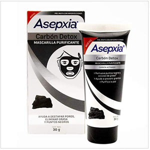 Asepxia Mascarilla Purificante CARBÓN DETOX, Peel Off, piel mixta con imperfecciones, tubo 30 g