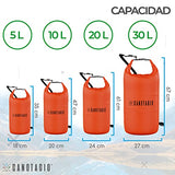 Canotagio Bolsa Impermeable. Mochila a Prueba de Agua para Senderismo y Deportes Acuáticos. Bolsa Seca Disponible en 5, 10, 20 y 30 Litros. Dry Bag. Waterproof Bag Backpack (Naranja, 30 LTS)