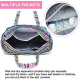 Bolsa grande de playa con bolsillos con cierre, impermeable, a prueba de arena, bolsa de gimnasio con compartimento húmedo, bolsa de viaje para mujer, Con color, L
