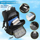 Mochila Impermeable de Viaje - Mochila de Senderismo 60L Mochila para Camping Transpirable y Ligera Mochila Deportiva para Montañismo,Campismo,Deportes al Aire Libre Para Hombre Mujer (Negro)