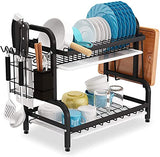 ▶ Escurridor de Platos, 2 Niveles de Acero Inoxidable con Escurridor, Soporte para Utensilios, Soporte para Tabla de Cortar, Escurridor de Platos Grande a Prueba de óxido para Encimera de Cocina