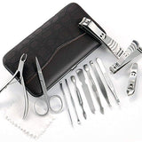 ▶ Herramientas de manicura, Sebami juego de cortauñas de 12 Piezas Herramienta Manicura de Acero Inoxidable herramientas de uñas con estuche de cuero