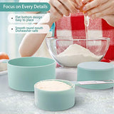Juego de 8 tazas y cucharas medidoras con mango de acero inoxidable, para ingredientes secos y líquidos (azul lago)
