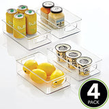 ▶ Organizador clóset de cocina y despensa organizador de almacenamiento de contenedores – Pack de 4, poco profundo, transparente