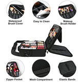 Bolsa grande de maquillaje de viaje, bolsa de maquillaje profesional con espejo, bolsa organizadora de cosméticos impermeable con divisor ajustable, bolsa de almacenamiento portátil de 42 cm para mujer, color negro