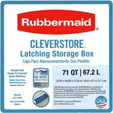 ▶ Rubbermaid Cleverstore - Recipientes de plástico apilables con tapas de cierre duraderas, organización visible, ideal para decoraciones navideñas y almacenamiento de Navidad, paquete de 4