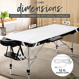 Calentador de mesa de masaje premium – 78,7 x 180,3 cm con 5 ajustes de calor, cable de 12 pies y sistema de protección contra sobrecalentamiento, almohadilla de calefacción de mesa de masaje, calentador de cama de masaje grueso de forro polar, calentador