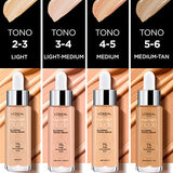 L'Oréal Paris Serum rellenador con color y ácido hialurónico, True Match , Tono 3-4 Light Medium