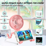 ▶ Ventilador portátil actualizado, ventilador versátil de escritorio personal, ventilador recargable por USB, con luz LED y aromaterapia, diseño de trípode flexible, ventilador de mano de 3 velocidades para cochecito (rosa)