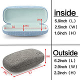 Vemiss - Funda rígida para gafas de sol de lino, diseño conciso, Bolsa pequeña, gris y negra., 16x7.4x5.6 cm/6.3x2.9x2.2 inches