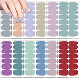 12 Hojas de Pegatinas Autoadhesivas para Uñas, 168 Piezas de Tiras de Esmalte de Uñas de Color Sólido, Envolturas de Uñas Completas para Arte de Uñas DIY con Lima de Uñas, Palillo para Cutículas