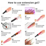 Tuimiyisou Gel de Constructor para uñas Kit de Gel de extensión con lámpara UV Lámpara de uñas Clip 7 Colores Gel Kit de extensión de uñas Nail Art Supplies Set