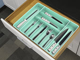 Simple Houseware Organizador de cubiertos expandible para cajones de cocina, turquesa