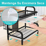 ▶ Escurridor de Platos, 2 Niveles de Acero Inoxidable con Escurridor, Soporte para Utensilios, Soporte para Tabla de Cortar, Escurridor de Platos Grande a Prueba de óxido para Encimera de Cocina