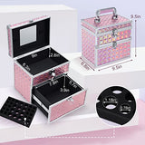 Costravio Caja organizadora de suministros de uñas, estuche de almacenamiento de esmalte de uñas, para tecnología de uñas o uso doméstico, con cajón y ranuras, estuche de viaje para tren de maquillaje portátil con cerradura, Rosa (Vibrant Pink)