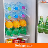 ▶ Organizador apilable de botellas de agua para clóset, congelador, despensa, soporte para vasos de plástico, estantes de vino para almacenamiento de mesa de cocina, clóset, oficina, paquete de 4, cada estante tiene capacidad para 3 recipientes