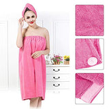 Keenso Juego de toallas de baño, microfibra suave, para mujer, toalla de spa, falda de ducha con gorro de secado rápido para gimnasio, spa, sauna, sala de vapor, taquilla (rojo rosa)