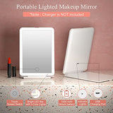 FUNTOUCH Espejo de maquillaje de viaje recargable con 72 luces LED, espejo de belleza portátil iluminado, iluminación de 3 colores, visualización táctil regulable, espejo cosmético plegable LED de mesa con luces