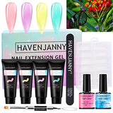 HavenJanny Kit Uñas de Gel, 4 Colores Gel de Extensión de Uñas, Glitter Polygel Nail Kit con Top Coat y Base Coat, 72 piezas de puntas de uñas, Regalos para Madre, Novia y Amiga (B)
