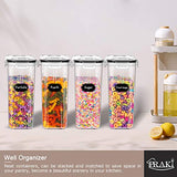Juego de 5 Recipientes Herméticos para Almacenamiento de Dlimentos PRAKI Sin BPA Con Tapas, Perfecto para Azúcar, Suministros para Hornear, 20 Etiquetas y Marcas (4L Negro)