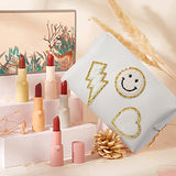 Bolsa de aseo pequeña con diseño de corazón y arcoíris, de piel sintética, portátil, impermeable, bolsa de almacenamiento de uso diario, bolsa de almacenamiento organizadora de viaje, regalo para mujeres y niñas (rosa y blanco concha