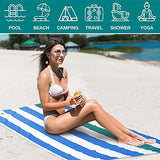 Toalla de playa última intervensión de arena, de microfibra, de secado rápido, absorbente, grande, delgada, para viajes, piscina, camping, yoga, plegable, ligera, compacta, de gran tamaño para adultos (azul, 78 x 35 pulgadas)