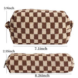 Bolsa de maquillaje para mujer, 1 bolsa de maquillaje de gran capacidad y 1 estuche para lápices, bolsa de almacenamiento para brochas de maquillaje, bolsa de aseo de viaje, Caqui