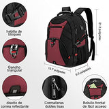 ▶ Mochila para Laptop, Mochila Antirrobo Impermeable con Puerto de Carga USB Interfaz para Auriculares, Mochila para Portátil Unisex de 18.4 Pulgadas Mochila para Portátil de Negocios(Rojo)