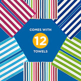 ▶ Toalla de playa grande de rizo – Diseño de rayas cabaña – Lavable a máquina – Suave y absorbente – Colores surtidos – 30 x 60 pulgadas – 12 unidades