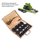 Juego de Masaje con Piedras Calientes de 20 Piezas, Juego de Piedras de Basalto para Masaje con Caja de CalefaccióN