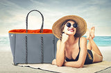 Bolsa de neopreno multiusos para playa con bolsillo interior con cierre y tabla móvil, gris, One_Size