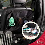 Lusso Gear Alfombrillas resistentes (2 unidades) – Protector de asiento trasero, a prueba de caída, impermeable, funda de asiento trasero de coche para niños que hacen grandes desorden, 3 bolsillos de almacenamiento reforzados, tela Oxford de alta calidad