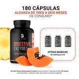 Enzimas Digestivas de 180 cápsulas. Ingredientes naturales: 20 billones de Probióticos, Papaína, Pancreatina, Bromelina, Lipasa. Digestive Enzimes B Life.
