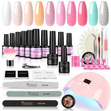 Kit Manicura Uñas Semipermanente 36W Lámpara LED/U-V 10 Colores Esmaltes Semipermanentes Base Coat Top Coat Kit Uñas de Gel Completo
