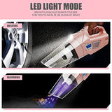Aspiradora de coche 4 en 1, inflador de neumáticos, compresor de aire portátil con medidor de presión digital de neumáticos, pantalla LCD y luz, 12 V CC, cable de 15 pies, accesorios de coche rosa para mujeres, regalos de cumpleaños para ella