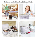 Cosmetiquera para Maquillaje 3Pcs Portátil Bolsa de Maquillaje Impermeable PU Multifuncional para Mujer Cosméticos Organizador Estuche Maquillaje (Mármol blanco)