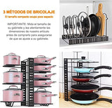 Organizador de Ollas y Sartenes de 8 Capas, Organizador de Sartenes para Armario, Estante de Ollas 3 Métodos de Bricolaje, Ajustable para Almacenar y Organizar Gabinetes de Cocina